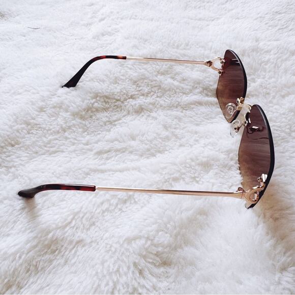 Laurel Clear Brown Rimless Sleek Sunglasses - Picture 7 of 10